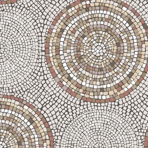 Concentric Circles Mosaic, Soft Warm Palette, Minimal Version