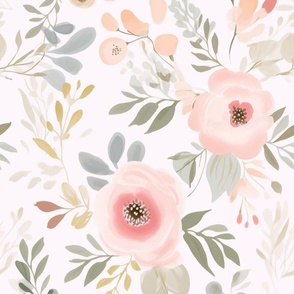 Abigail - Pink Blush Floral Watercolor Pattern