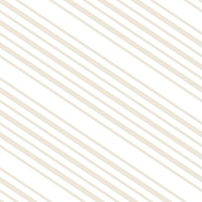 Diagonal Stripes in Beige on White 