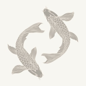 Circling Koi Fish  in Dorian Gray (taupe) 