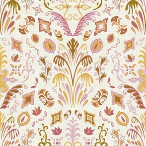 Vintage Floral Tiles 1 Golden Pink