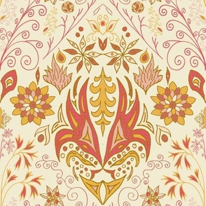 Vintage Floral Tiles 2 Golden Pink