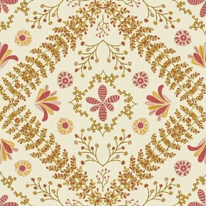 Vintage Floral Tiles 5 Golden Pink