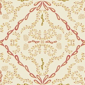 Vintage Floral Tiles 7 Golden Pink