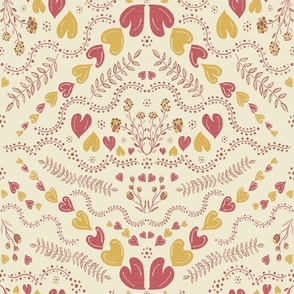 Vintage Floral Tiles 8 Golden Pink