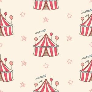 Circus tents red on cream background 