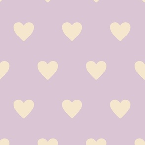 Beige-hearts-in-rows-on-bright-candy-vintage-pastel-lilac-purple-XL-jumbo
