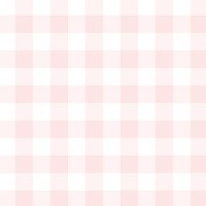 Blush Pink Gingham in 1/2 inch Stripes on White