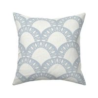 (small) Minimal abstract Art Deco Flower Scallop light blue upward white