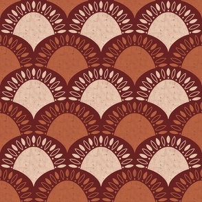 (small) Minimalistic abstract Art Deco Flower Scallop light brown beige