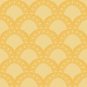 (small) Minimalistic abstract Art Deco Flower Scallop yellow mimosa 