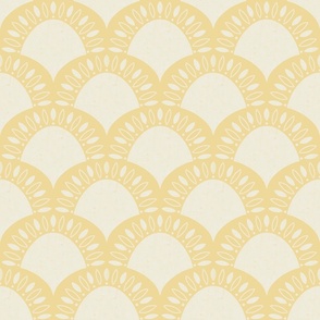 (small) Minimalistic abstract Art Deco Flower Scallop yellow white