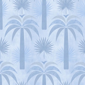 Calm Oasis Palm Tree Reverie Blue Smaller Scale