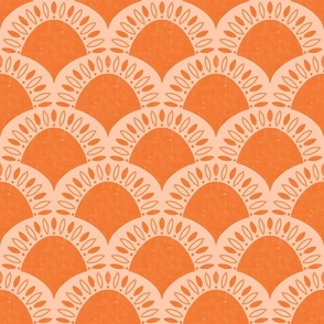 (small) Minimalistic abstract Art Deco Flower Scallop desert orange peach