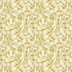 Tropical Foliage - Exotic Nature in Golden Brown and Cream Shades / Medium