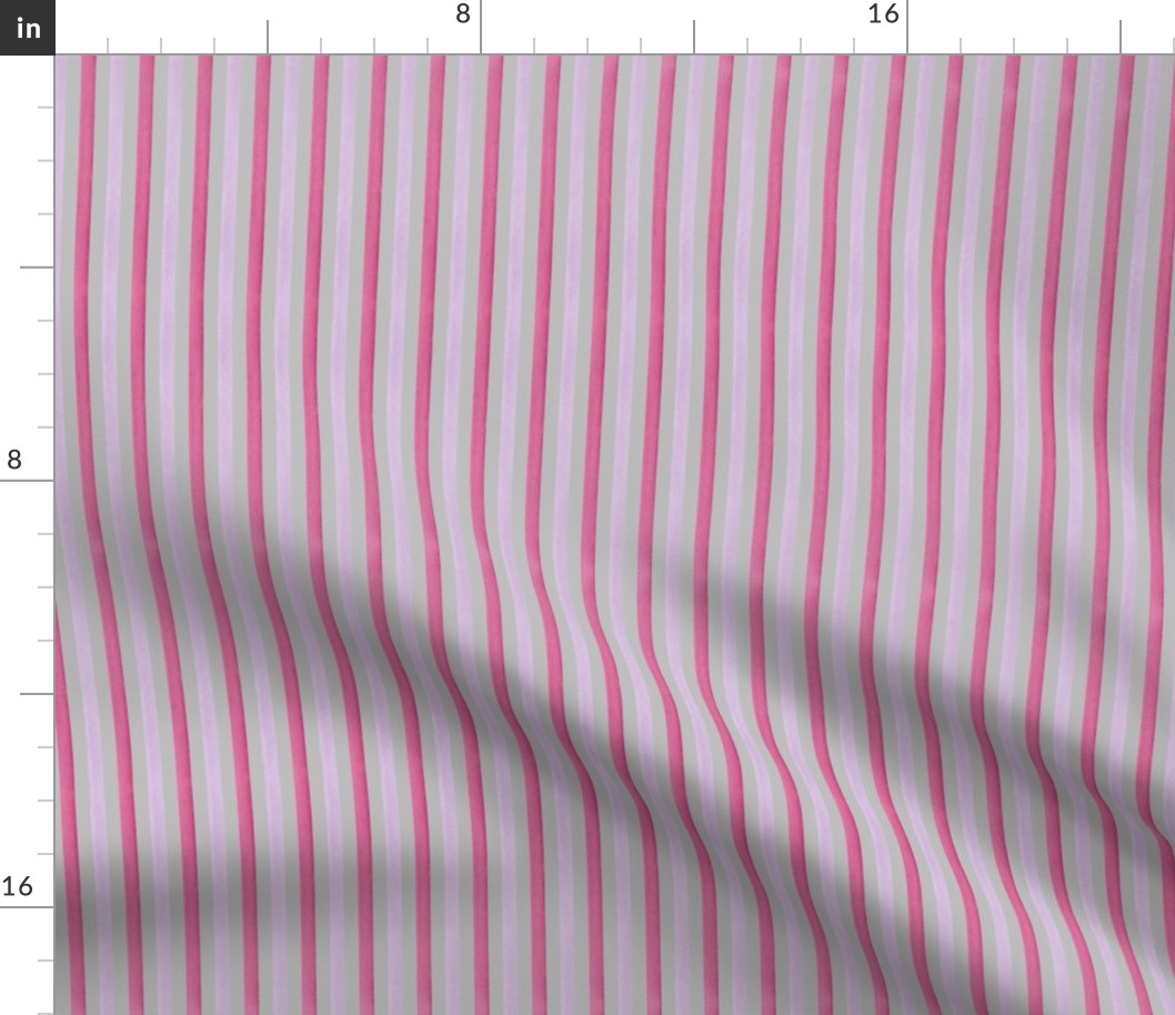 Raspberry crush Watercolour stripes gray