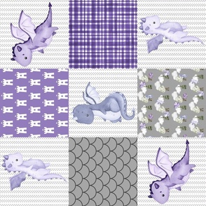 Purple Gray Dragon Patchwork - Rotated