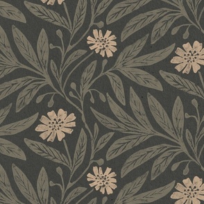 moody vintage floral_muted green and yellow butter