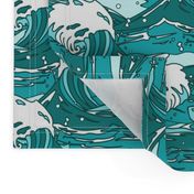 Crashing Waves in Teal