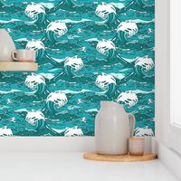 Crashing Waves in Teal