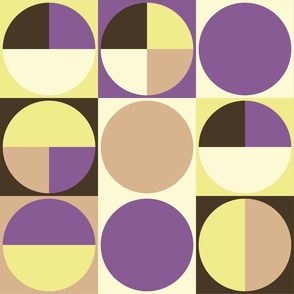 Retro Modern - Windowpane - Tiles - Minimalist Pattern - Pie Chart - Tiles - Mauve and Yellow