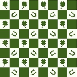 Lucky st patricks checkerboard pattern - green and white