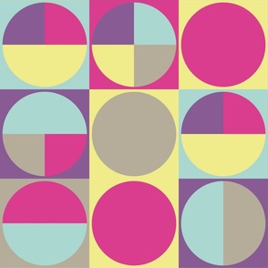 Minimalist Windowpane - Tiles - Abstract Circles in Squares - 1960s Retro