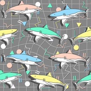 90S SHARKS-PASTEL GREY