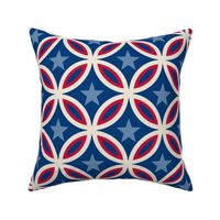 Retro Star Circle ★ Pristine Red Wedgewood on Navy Blue