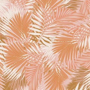 Vintage Palm Leaves - Tropical Nature in Blush Shades / Large