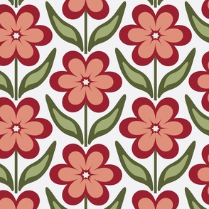 Large // Delilah Daisy: Simple Retro Geometric Flower - Red
