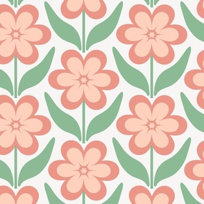 Large // Delilah Daisy: Simple Retro Geometric Flower - Peach