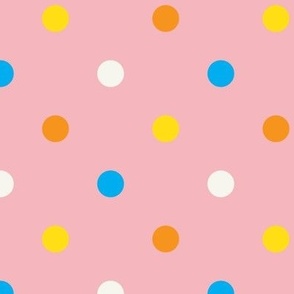 Fun Bright Multi Polka Dots on Pink