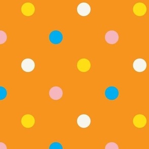 Fun Bright Multi Polka Dots on Orange