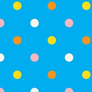 Fun Bright Multi Polka Dots on Blue