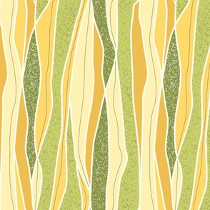 (M) Mid Century Modern Warm Vertical Waves Warm Minimalism Lemon Peel