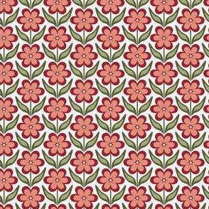 Mini // Delilah Daisy: Simple Retro Geometric Flower - Red