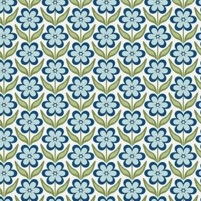 Mini // Delilah Daisy: Simple Retro Geometric Flower - Blue