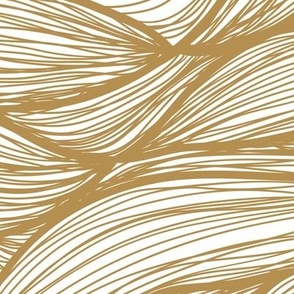 Abstract Dark Gold Waves on White