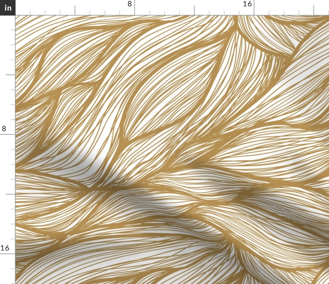 Abstract Dark Gold Waves on White
