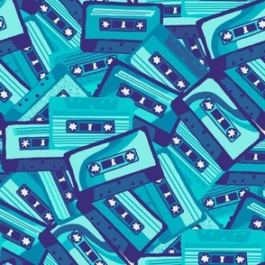 Blue Retro Mixtape Cassette Tape Groove