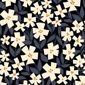 Navy flat floral pattern