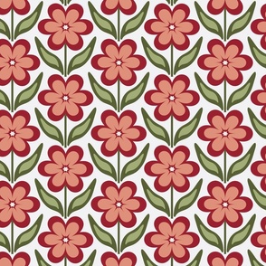 Medium // Delilah Daisy: Simple Retro Geometric Flower - Red