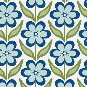 Medium // Delilah Daisy: Simple Retro Geometric Flower - Blue