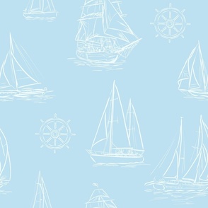Sailboats on Light Blue 9x9
