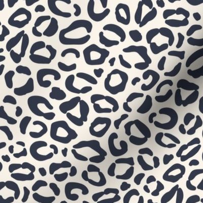 Navy Blue Leopard Print {Mood Indigo on Cream Off White} Animal Spots 