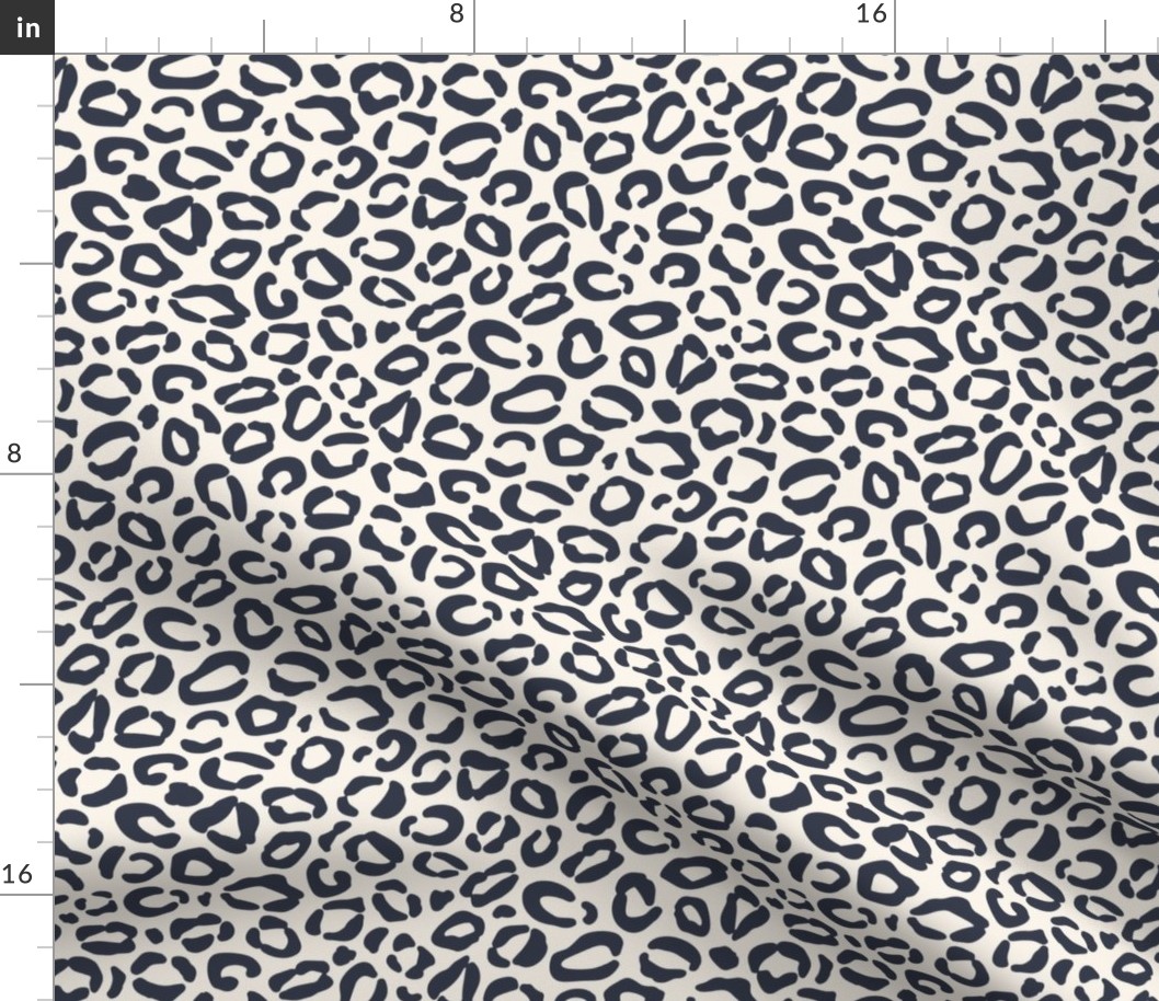 Navy Blue Leopard Print {Mood Indigo on Cream Off White} Animal Spots 