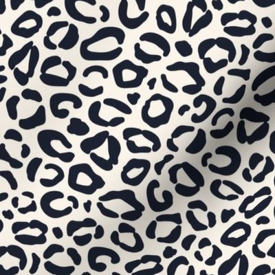 Oxford Navy Blue Leopard Print {on Cream Off White} Animal Spots 