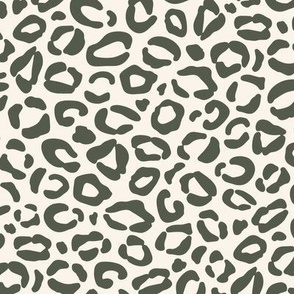 Thyme Green Leopard Print {on Cream Off White} Animal Spots 