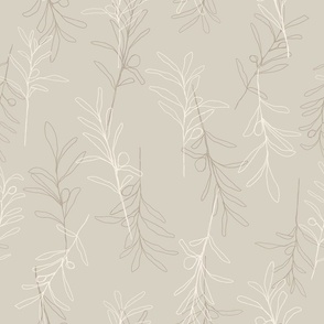 Greige Minimalist Olive Branches